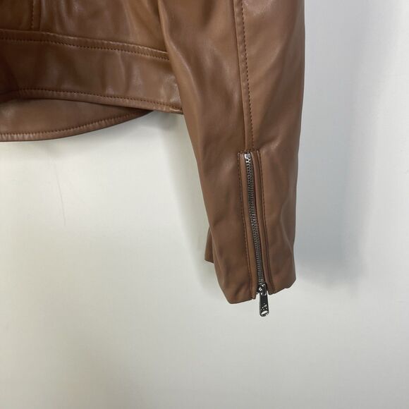Sam Edelman Women's XL Brown Vegan Leather Moto Jacket Biker Motorcycle - Picture 11 of 13